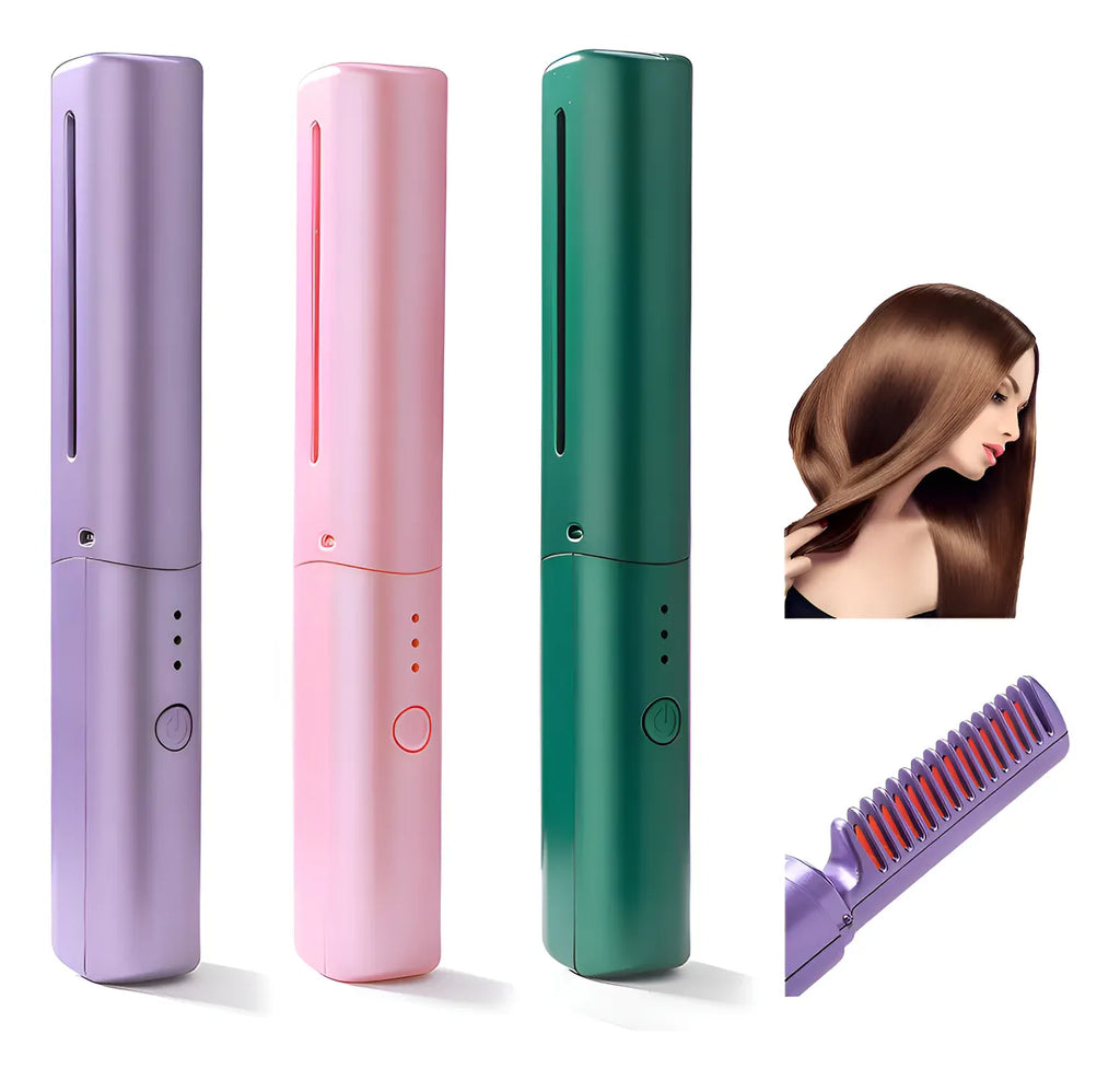 Peine Plancha Alisador Inalámbrico para Cabello