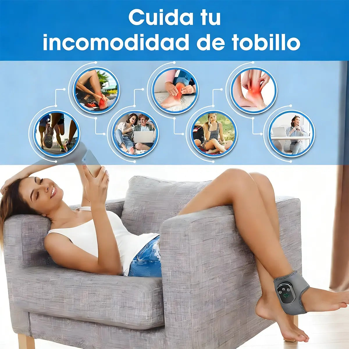 Masajeador Inalámbrico de Tobillo con Calor y Vibración