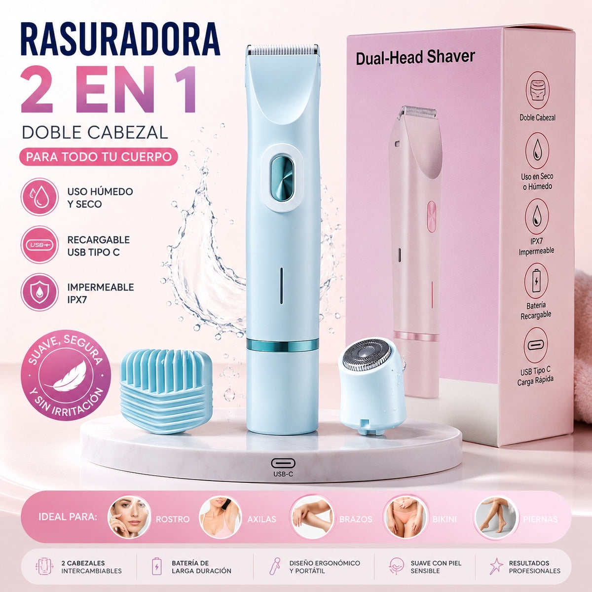 Afeitadora Corporal Dual 2 en 1
